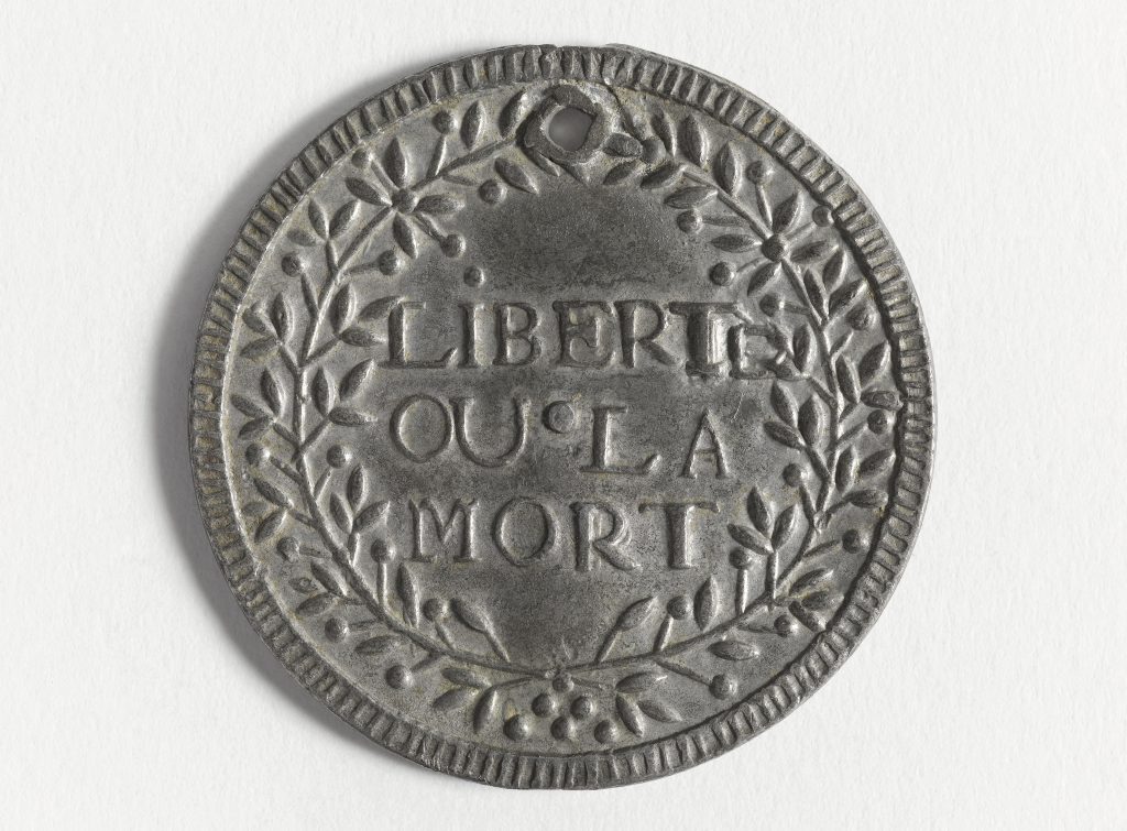 Medalla de 1793 con el lema "Libertad o muerte", Museo Carnavalet, París.